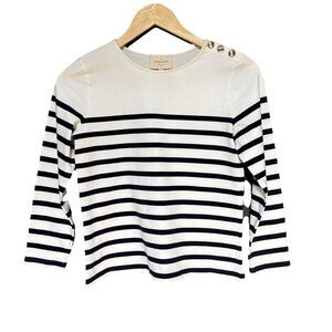Sezane Black and White Striped Blouse